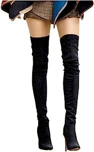 Women Over The Knee High Stretchy Leather Thigh high Snow Boots | Amazon (US)
