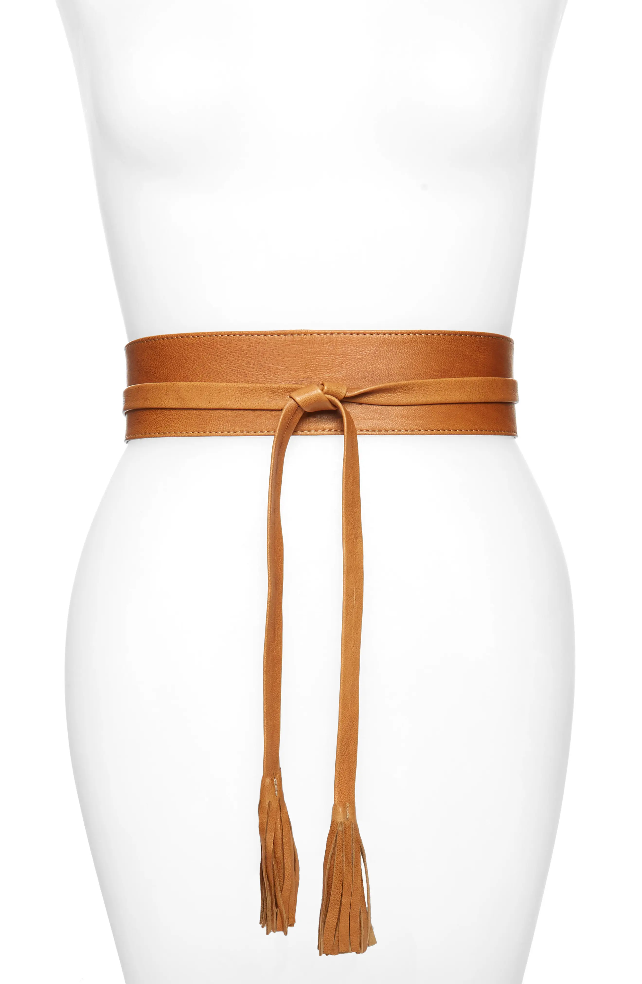 Women's Raina Bronco Leather Wrap Belt, Size One Size - Tan | Nordstrom