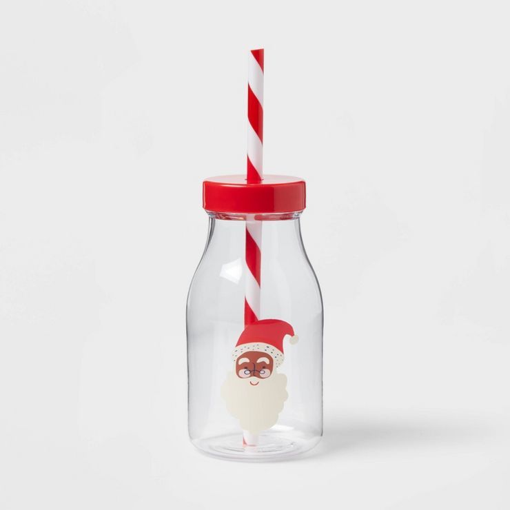 12oz Plastic Santa Milk Jug with Straw Red/White - Wondershop™ | Target