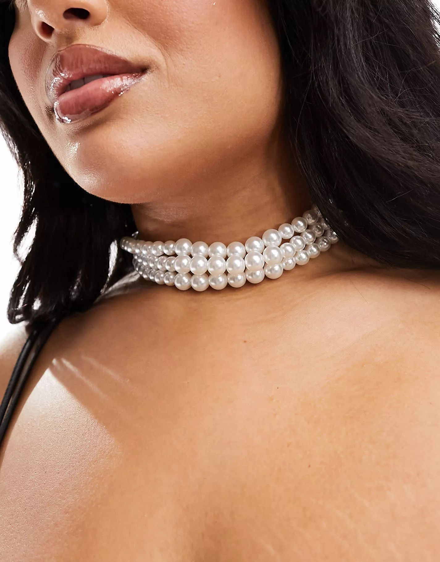 ASOS DESIGN Curve choker necklace with triple row faux pearl design | ASOS (Global)
