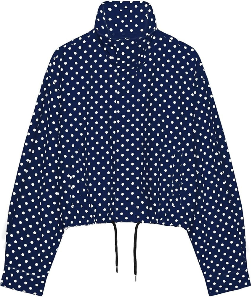 Womens Polka Dot Cropped Jacket Stand Collar Bomber Jacket | Amazon (US)