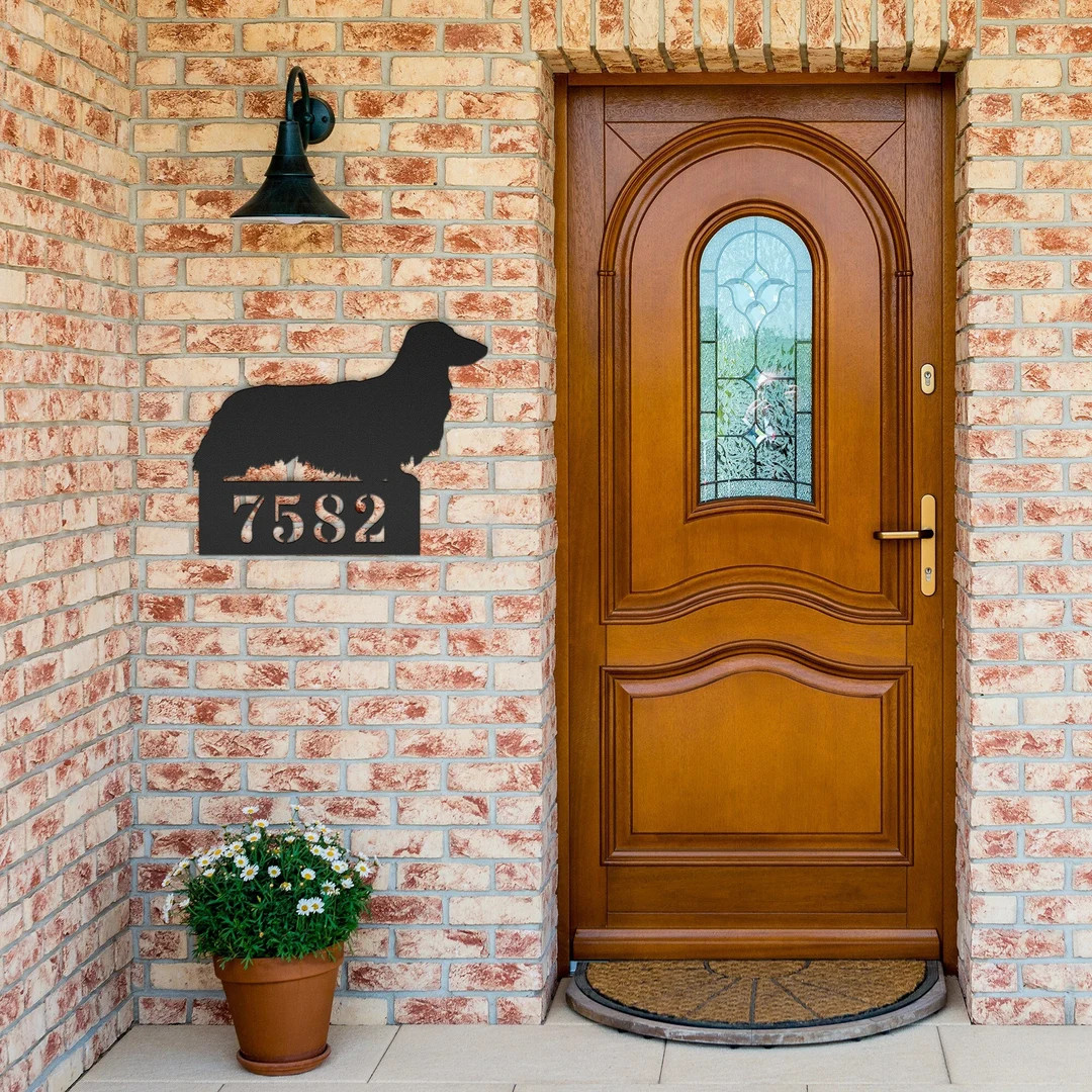 Long Haired Dachshund Custom House Number Sign, Dachshund Gift Personalized Dachshund Decor Metal... | Etsy (US)
