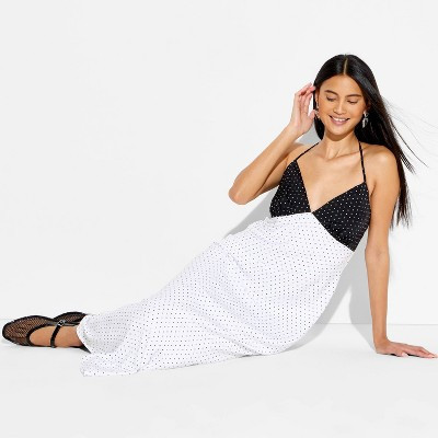 Women's Triangle Cup Maxi Dress - Wild Fable™ Black Polka Dots XL | Target
