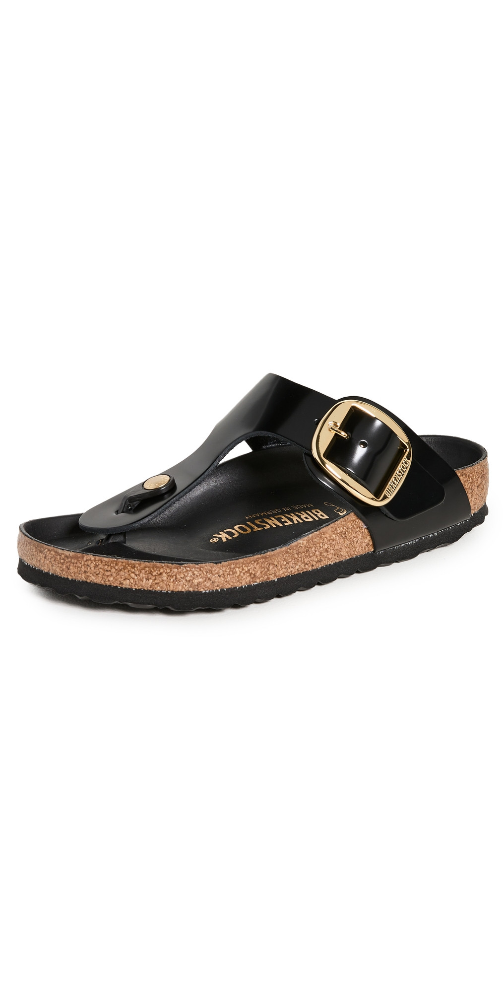 Birkenstock Gizeh Big Buckle Sandals High Shine Black 38 | Shopbop