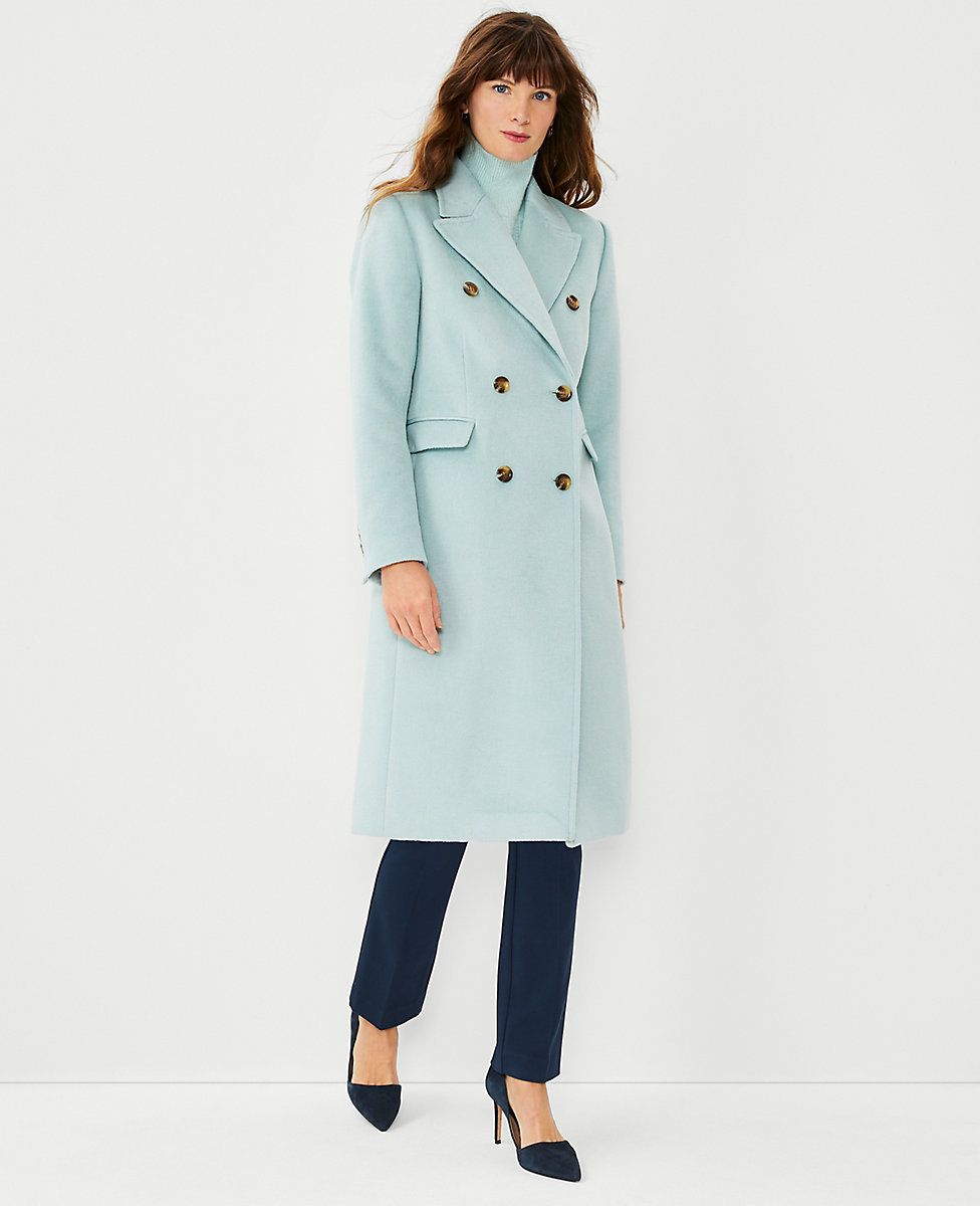 Wool Blend Double Breasted Chesterfield Coat | Ann Taylor (US)