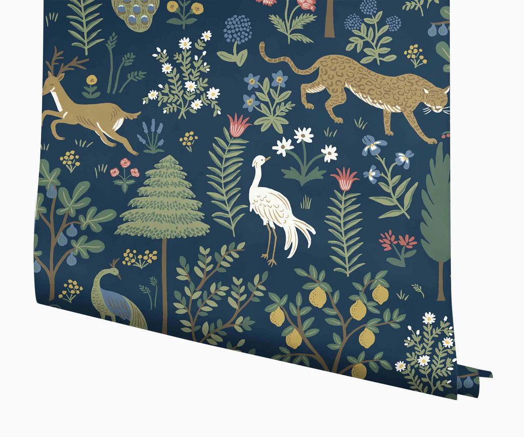 Menagerie Wallpaper - Navy | Rifle Paper Co.