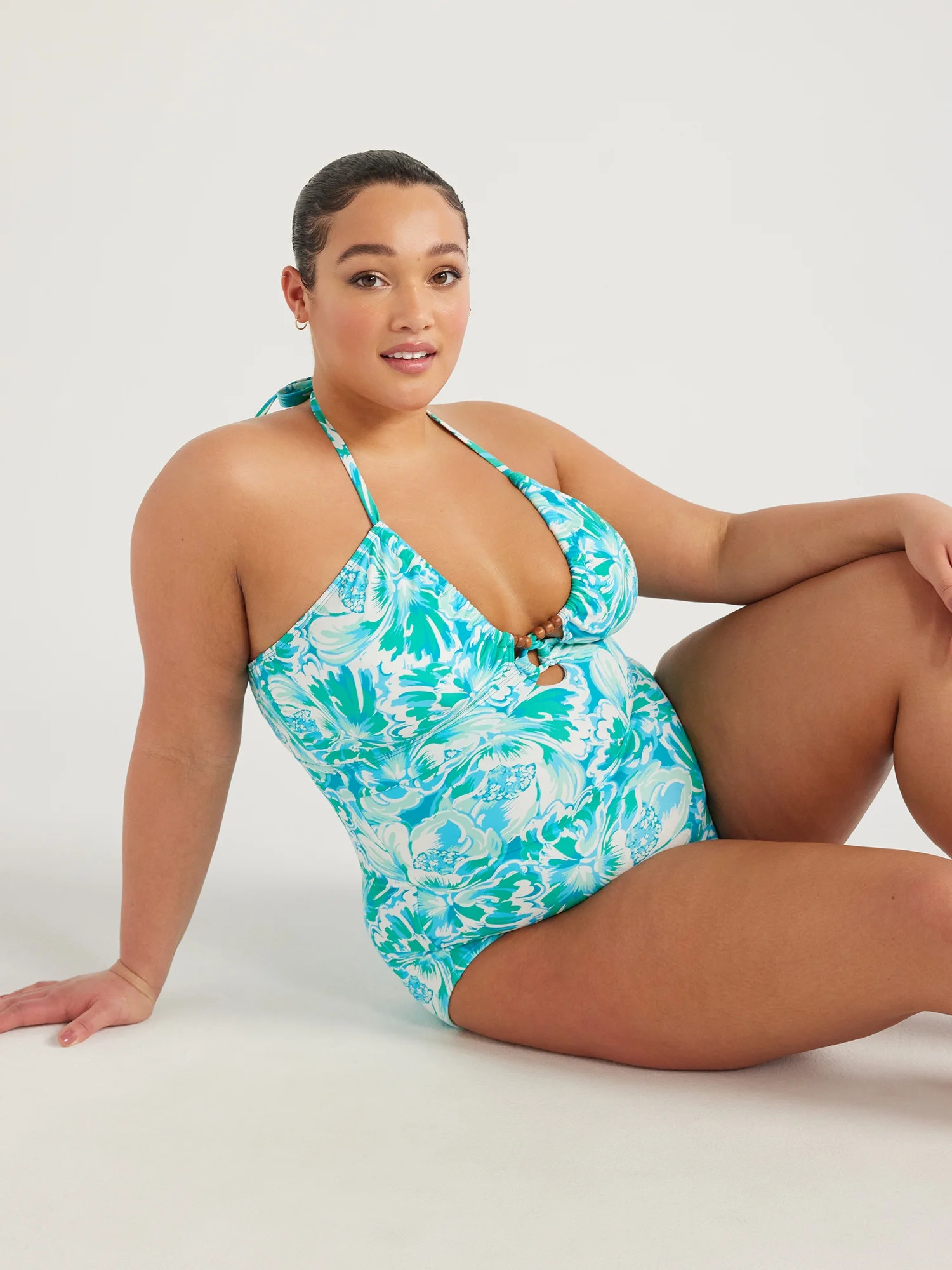 Time and Tru Women's V Neck Beaded Halter | Walmart (US)