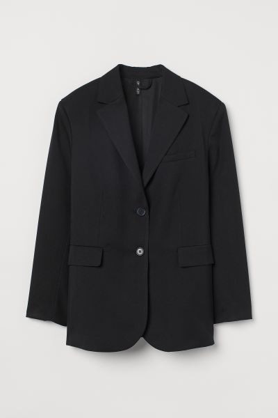 Straight-cut jacket in woven fabric. Relaxed fit with large shoulder pads, notch lapels and two b... | H&M (UK, MY, IN, SG, PH, TW, HK)