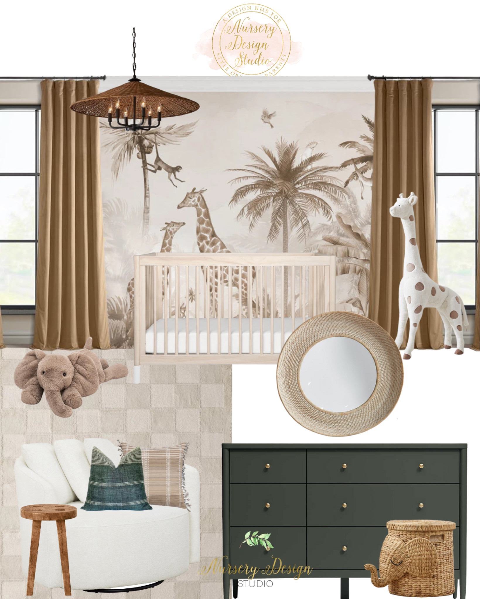 Baby room inspiration, landscape mural, olive dresser, neutral rug 

#LTKhome #LTKsalealert #LTKbaby