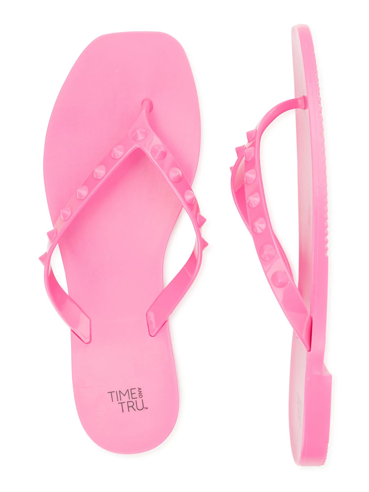 Time and Tru Women's Studded Jelly Flip Flop Sandals | Walmart (US)