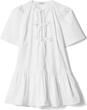 Tie Front Cotton A-Line Dress | Nordstrom
