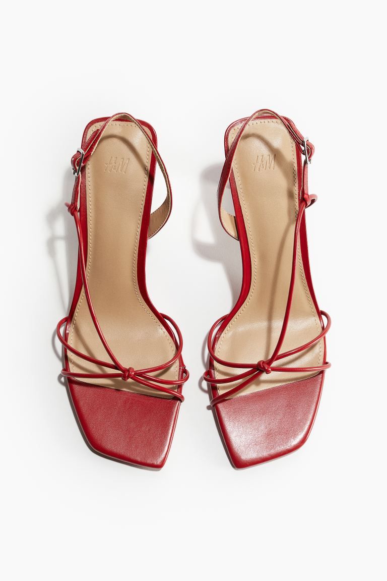 Heeled strappy sandals - High heel - Red - Ladies | H&M GB | H&M (UK, MY, IN, SG, PH, TW, HK)