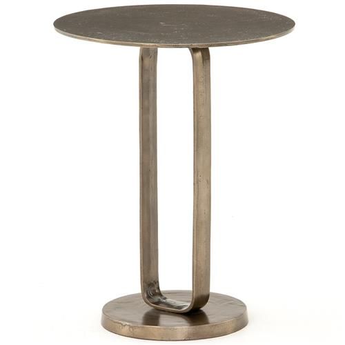 Sam Modern Classic Bronze Aluminum Round Side End Table | Kathy Kuo Home