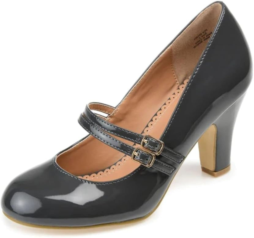 Journee Collection Womens Windy Medium and Wide Width Mary Jane Pumps Closed Round Toe Double Buc... | Amazon (US)