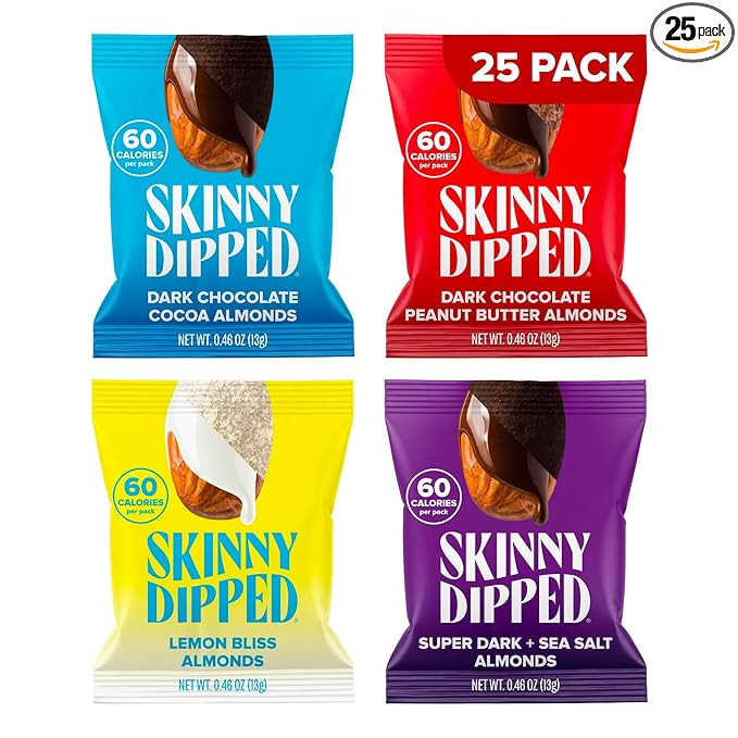SkinnyDipped Snack Attack Minis Almond Variety Pack, Healthy Snack, Plant Protein, Gluten Free, 0... | Amazon (US)