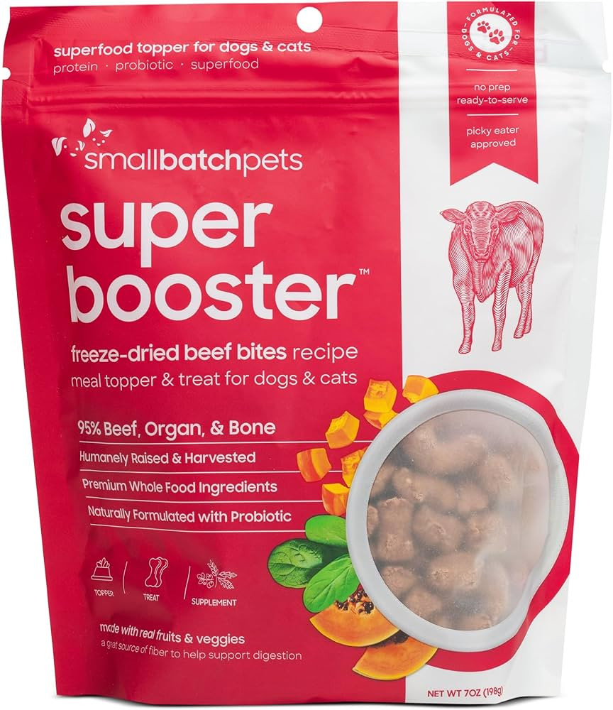 smallbatch Pets Freeze-Dried Super Booster Beef Bites for Dogs & Cats, 7 oz, Made in The USA, Org... | Amazon (US)