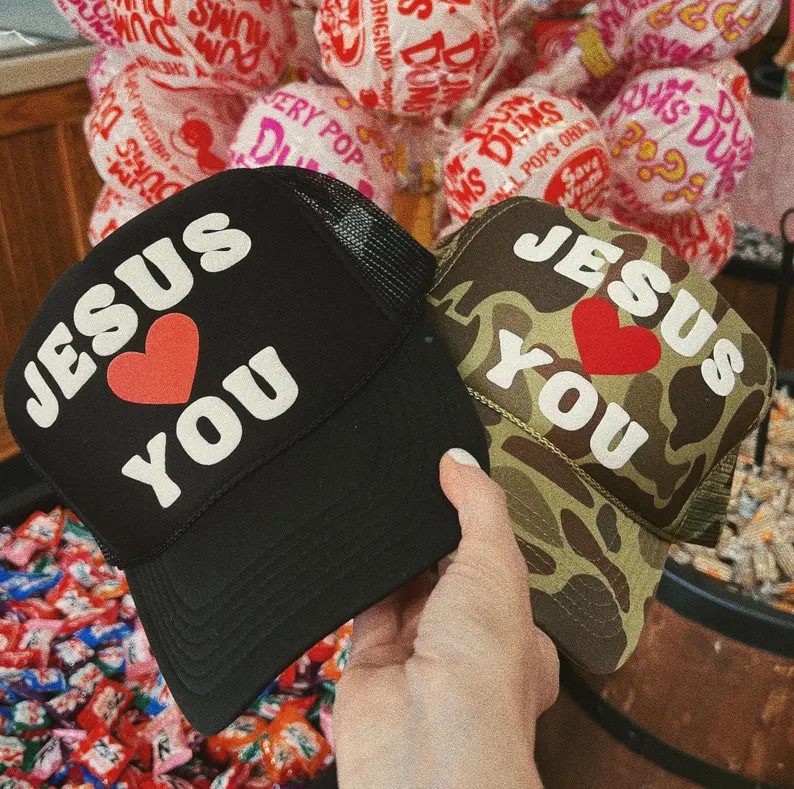 Jesus Loves You Hat for Christian Teen Gift Idea Custom Faith Based Hat for Mom Group Trucker Hat... | Etsy (US)