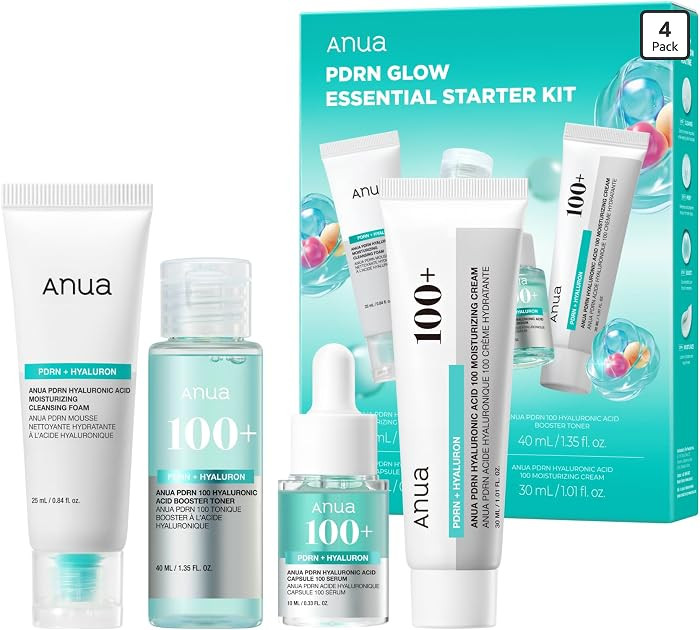 Anua Salmon DNA PDRN Glow Essential Starter Kit, Hyaluronic Acid Skincare Set, Glass Skin Routine... | Amazon (US)
