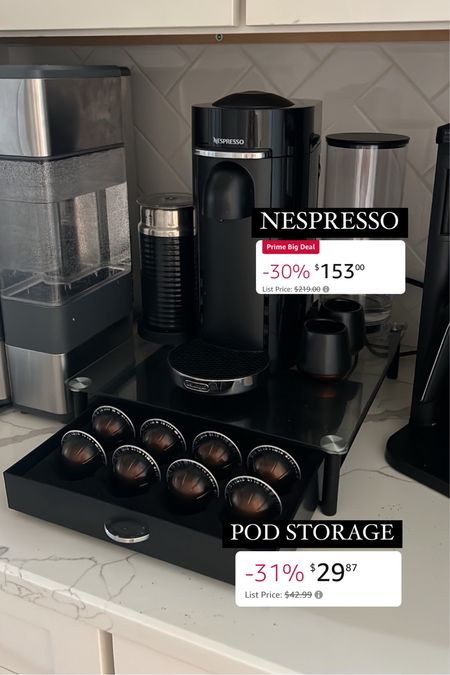 Prime day deal: nespresso! Great gift idea (we have one + for one for my parents a few years ago) // pod organizer also on sale! // kitchen, coffee, home // 

#LTKxPrime #LTKsalealert #LTKhome