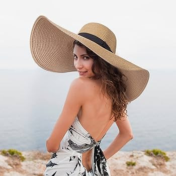 Womens Sun Hat UV Protection Wide Brim Beach Hat Floppy Foldable Roll-Up Straw Hats for Women UPF... | Amazon (US)