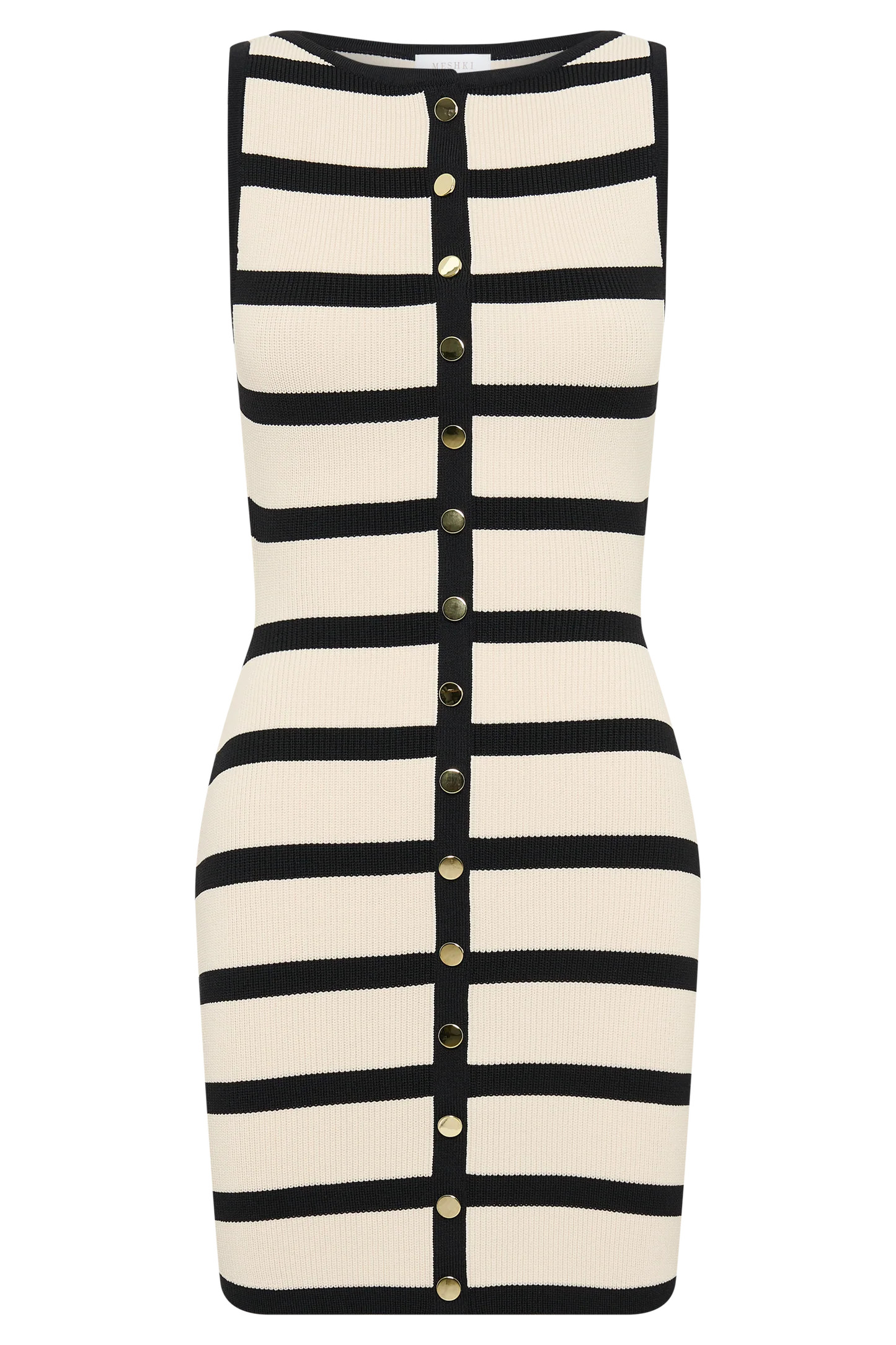 Sawyer Stripe Knit Mini Dress - Black/Cream | MESHKI US