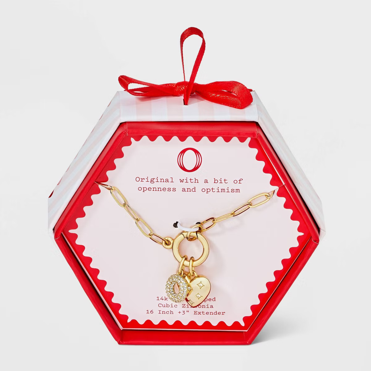 14K Gold Dipped Cubic Zirconia Puffy Heart Charm Initial Necklace - A New Day™ Gold | Target