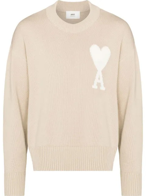 AMI Paris Ami De Coeur Organic cotton-wool Blend Jumper - Farfetch | Farfetch Global