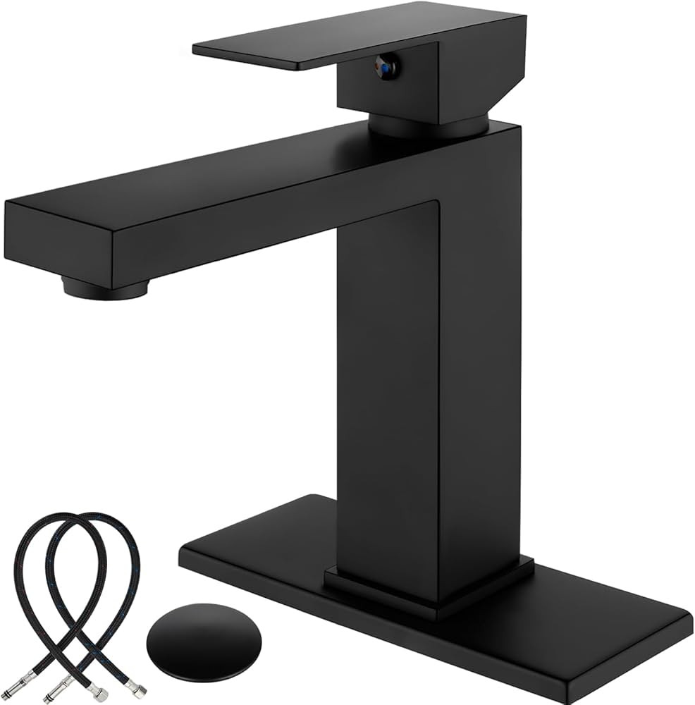 Midanya Bathroom Sink Faucet 1 Hole Single Handle Deck Mount Lavatory Mixer Tap Include Cover Pla... | Amazon (US)
