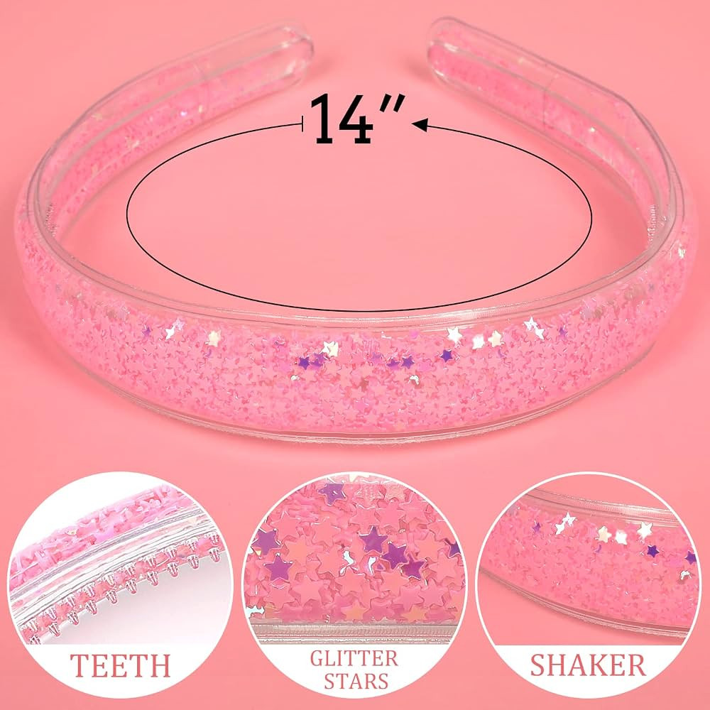 Sawowkuya 5 Pcs Glitter Headbands for Girls, Sparkly Confetti Headband for Kids, Cute Rainbow Pin... | Amazon (US)