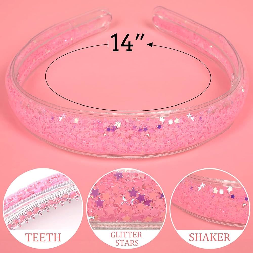 Sawowkuya 5 Pcs Glitter Headbands for Girls, Sparkly Confetti Headband for Kids, Cute Rainbow Pin... | Amazon (US)