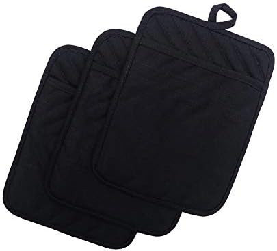 Anyi Pot Holders for Kitchen Heat Resistant, Cotton Hot Pads for Kitchen Counter Table, Black Kit... | Amazon (US)