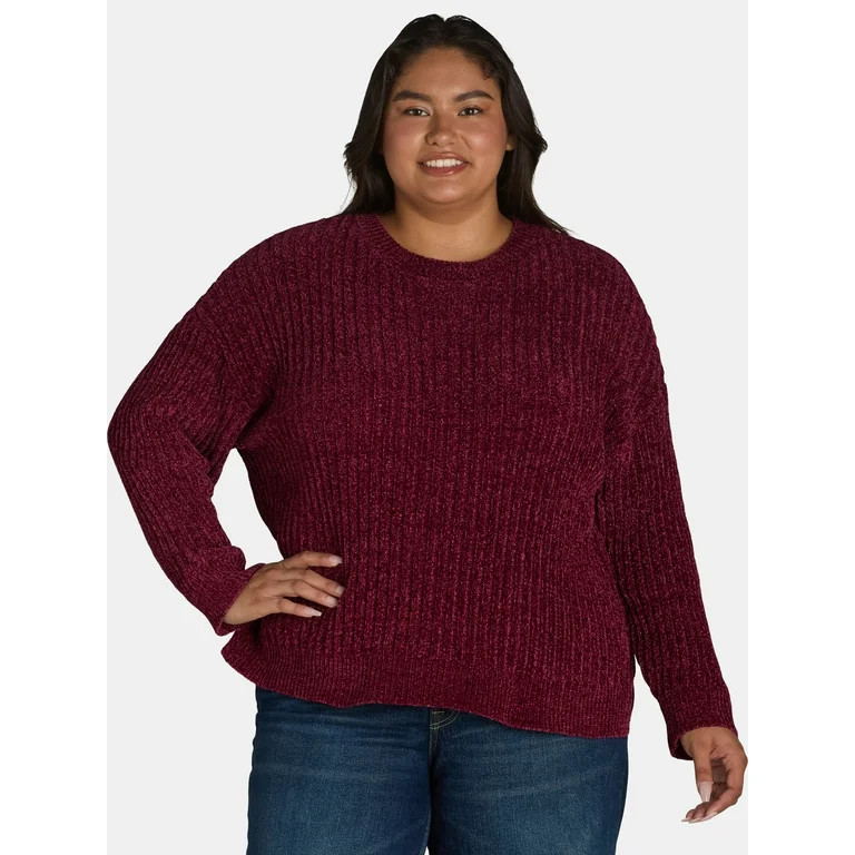 Time and Tru Women's and Women’s Plus Chenille Crewneck Sweater, Midweight, Sizes XS-4X | Walmart (US)