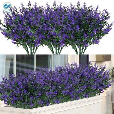 Deago 24 Bundles Artificial Lavender Flowers Outdoor Fake Flowers for Decoration UV Resistant No Fad | Walmart (US)