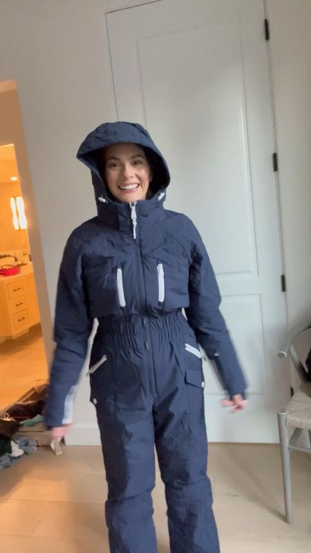 Snow suit / ski suit / snowboard suit by fomo movement with zipper and button pockets, oversized hood to fit over a helpmeet and flattering cinched waist. I’m wearing a small in navy perfect for a day in the mountain hitting the slopes 

#LTKtravel #LTKSeasonal #LTKfit