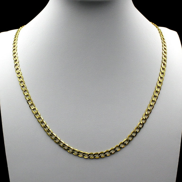 10K Solid Yellow Gold Cuban Link Chain Necklace 2.5MM 16" 18" 20" 22" 24" | Walmart (US)