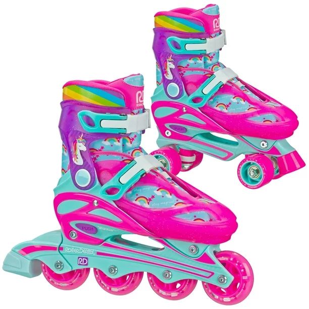 Roller Derby Girls Sprinter 2N1 Quad and Inline Skates Combo - Unicorn Medium | Walmart (US)