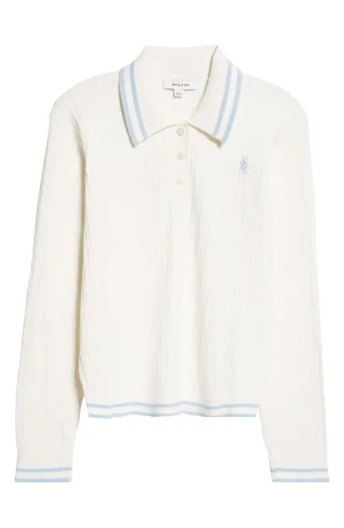 Sporty & Rich Cable Polo Sweater in Off White at Nordstrom, Size X-Large | Nordstrom