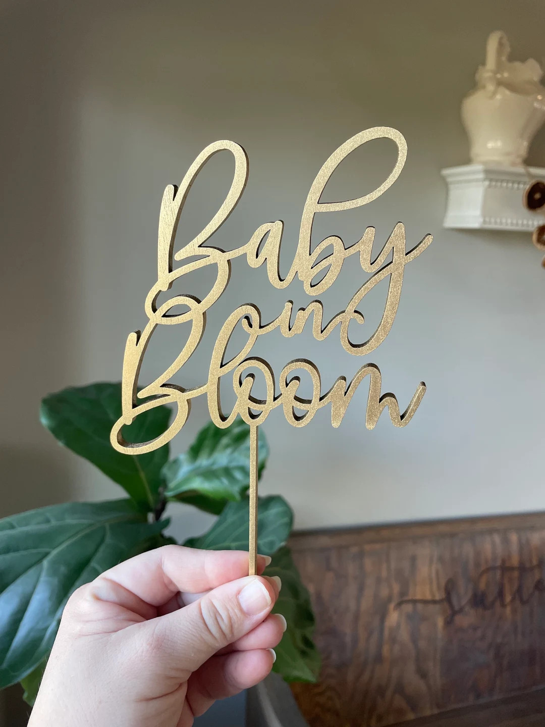 Baby in Bloom Cake Topper: Birch Wood Floral Baby Shower Decor - Etsy | Etsy (US)
