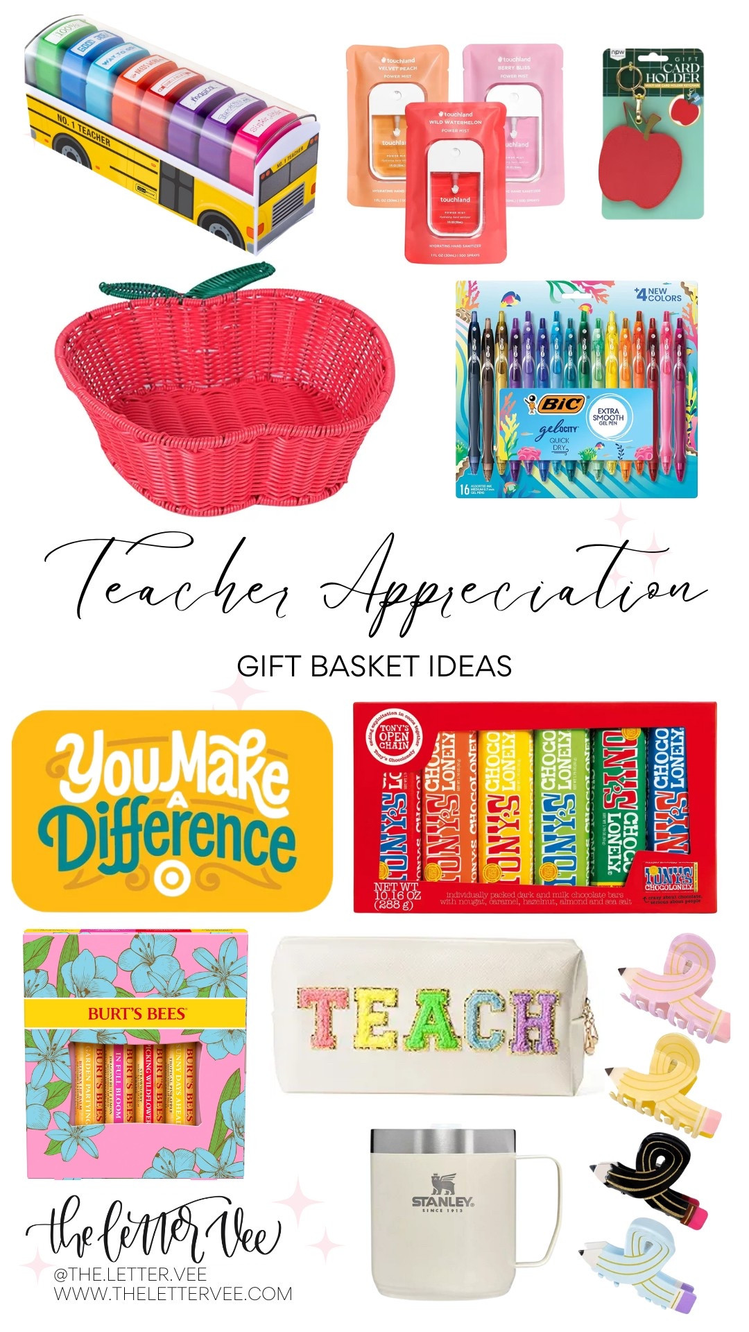 Teacher Appreciation Gift Basket Ideas

Gift basket fillers / teacher gift / teacher gift basket / teacher gift idea / Amazon teacher / Target teacher 

#LTKSeasonal #LTKGiftGuide #LTKFindsUnder50