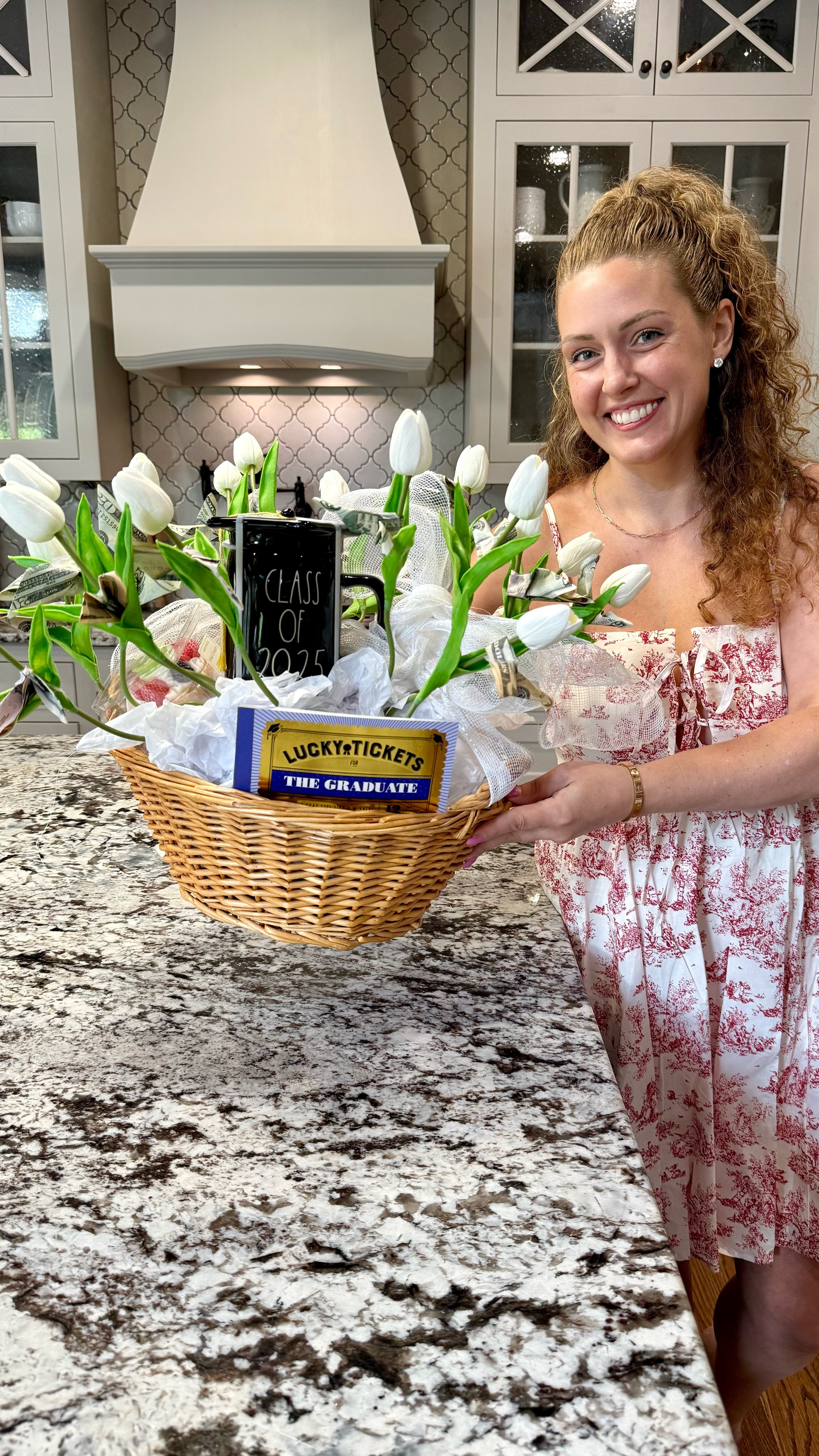 Graduation Szn. 🎓Flower money bouquet for my niece's graduation party! Comment 'GRADUATION’ for links!! The coupon book is too cute! This sound clip is also pretty solid graduation advice ❤️. Congrats to the class of 2️⃣0️⃣2️⃣5️⃣!!!!
.
.
This was so easy and turned out really cute! I folded the corners of the bill over into triangles,  oppositely, then I folded that in half, and half again. Grabbed the middle and taped that around the stem of a faux tulip x 20 or so for a bouquet. 💐 
.
.
 My precious, beautiful niece is part of the grads this year and I am so proud of her! It’s wild to me she attended my graduation as a little baby when I was 18 and like a BLINK the last 18 have flown by. .
.
.
.
#ltkhome #giftideas #amazonfinds 

#LTKGiftGuide #LTKFamily #LTKParties