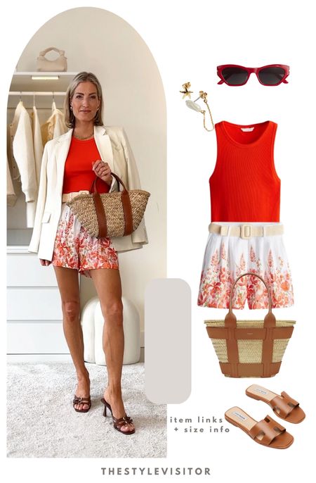 Another holiday outfit wearing printed floral shorts with belt, silk blend red tank top and cream blazer (old). Shorts in size 32, top in size xs. 

Found a lovely dupe at Mango, also linked that one

‼️Don’t forget to tap 🖤 to add this post to your favorites folder below and come back later to shop

Make sure to check out the size reviews/guides to pick the right size

Holiday look, summer outfit, tan accessories, beach look, beach outfit

#LTKStyleTip #LTKSeasonal