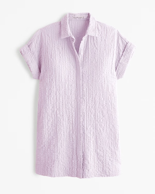 Women's Textured Button-Through Shirt Dress | Women's Dresses & Jumpsuits | Abercrombie.com | Abercrombie & Fitch (US)
