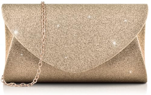 PACETAP Women's Evening Bag Clutch Purse, Glitter Party Wedding Handbag with Chain for Women Formal Wedding Party Cocktail Prom Dinner(Champagne) | Amazon (US)