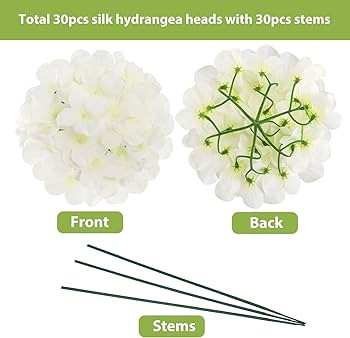 JPSOR 30pcs Artificial Hydrangea Silk Flower Heads with Stems, Fake Flowers for Wedding Centerpie... | Amazon (US)