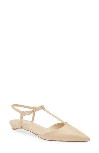 Vince Camuto Varena Ankle Strap Pointed Toe Flat in Summer Beige Deluxe Nappa Le at Nordstrom Rack, Size 5.5 | Nordstrom Rack