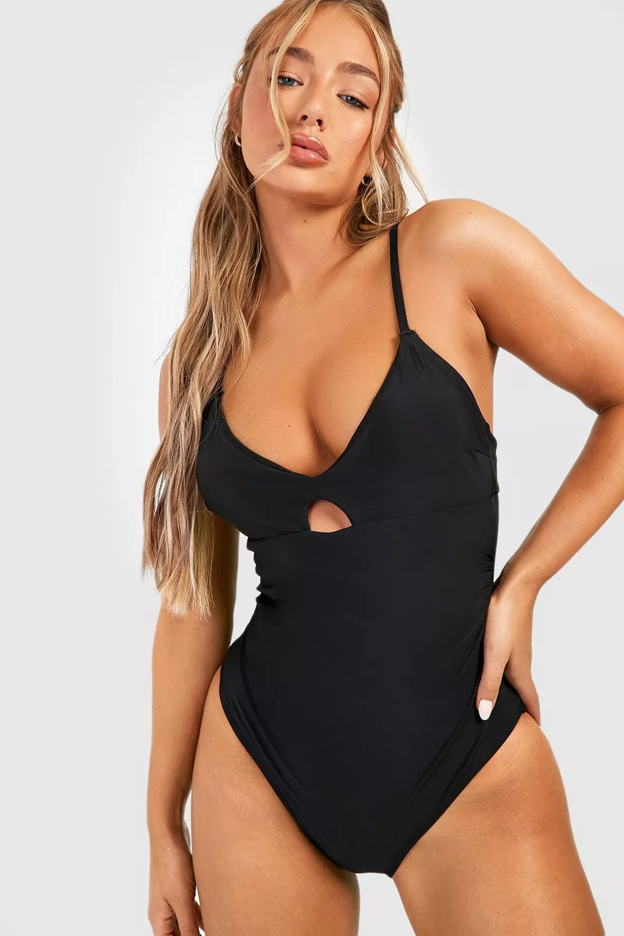 Control Plunge Key Hole Swimsuit | Boohoo.com (UK & IE)