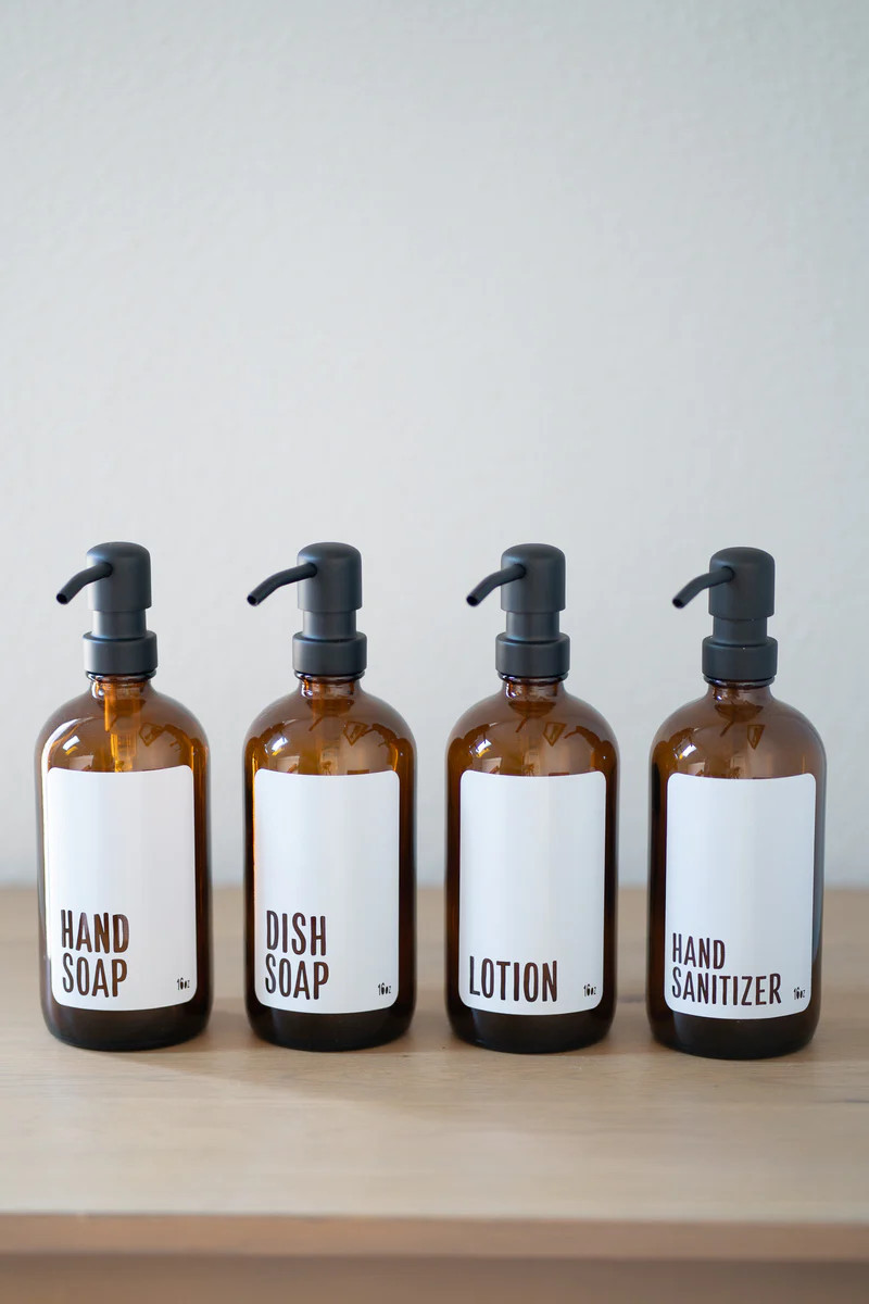 Modern Collection - Amber Glass Hand Soap, Dish Soap, Lotion, Hand Sanitizer Dispenser | Urban Ember