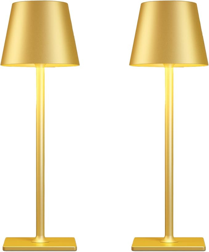Yogaret Gold Rechargeable Cordless Table Lamp, Battery Operated, 2 Pack | 6000mAh battery lamps w... | Amazon (US)
