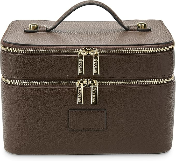 ETOILE - Duo Vanity Case Espresso - Large Functional Travel Makeup Bag Organizer with Removable D... | Amazon (US)