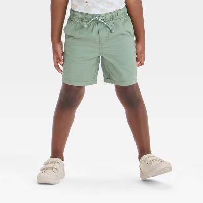 Toddler Boys' Pull-On Woven Shorts - Cat & Jack™ Green 18M: Cotton Twill, Mid-Rise, Drawstring Waist | Target